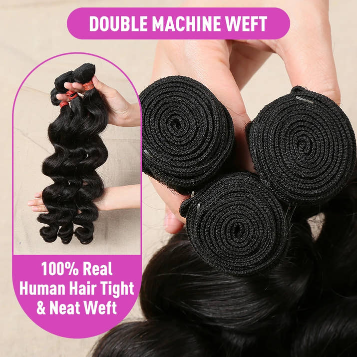 30 38 40 Inch Loose Deep Wave Double Weft Human Hair Curly Bundles Extensions Tissage Unprocessed Brazilian Hair 1 2 3 4 Weave