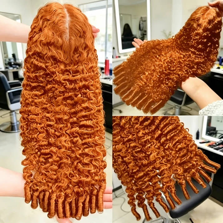 Ginger Orange Burmese Curly Human Hair Wig Pre Plucked 13x6 Hd Lace Front Human Hair Wig #350 Colored Wig Human Hair 200 Density