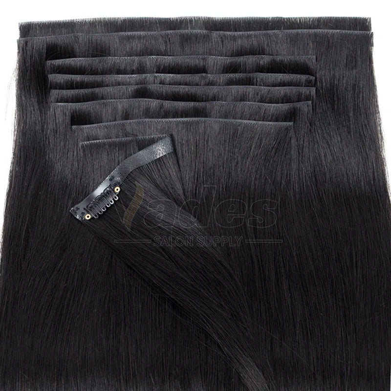 Invisible PU Weft Clip In Extension Human Hair Injected Clip in Hair Weft Machine Remy 12"-24" 7Pcs Silk Straight Clip On Hairs