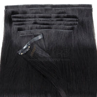 Invisible PU Weft Clip In Extension Human Hair Injected Clip in Hair Weft Machine Remy 12"-24" 7Pcs Silk Straight Clip On Hairs