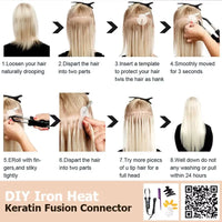 K Tip Hair Extensions Keratin Human Hair Hot Fusion Hair Extension 1cm Italy Keratin Glue Machine Remy 12-24inch 30  50G/pack