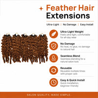 Burmese Curly #30 Brown Crochet Human Hair Lightweight Knotless Feather Extensions Pre Separated Curly Hair Bundles For Women