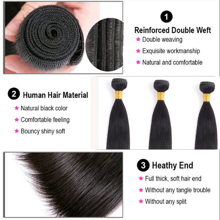 8-30 '' Wholesale Bone Straight Human Hair Bundle With Closure Frontal HD Transparent Peruvian 100% Raw Virgin15A Hair Extension