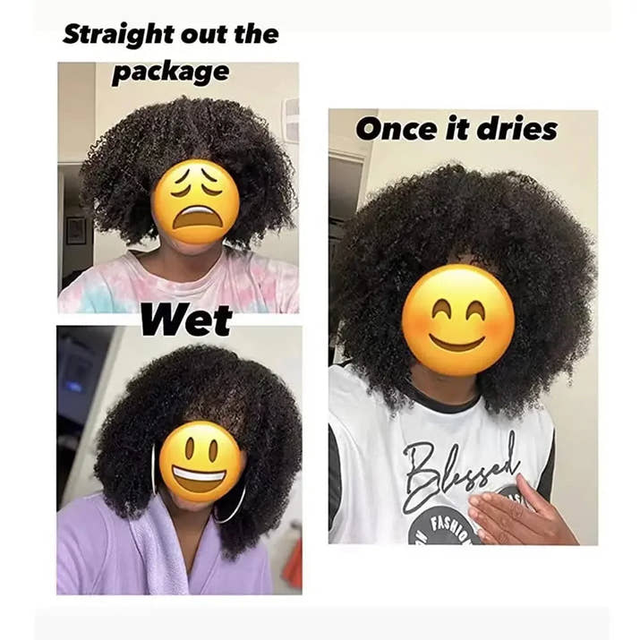 Natural Color Short Afro Kinky Curly Human Hair Wig With Bangs 200 Density NON-Lace 100% Virgin Human Hair Wigs For Black Women