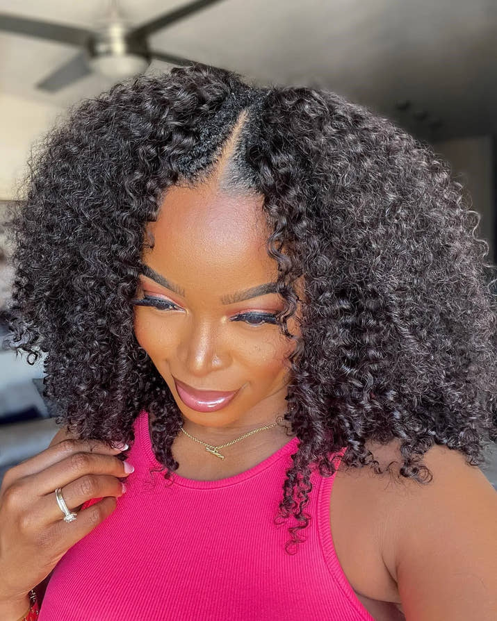 V-Part Kinky Curly Human Hair Wig