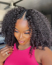 V-Part Kinky Curly Human Hair Wig