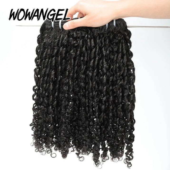 WOWANGEL Burmese Curly Human Hair Bundles Pixie Curly Bundles 100% Unprocessed Virgin Hair Extensions Ocean Spiral Curly Weft