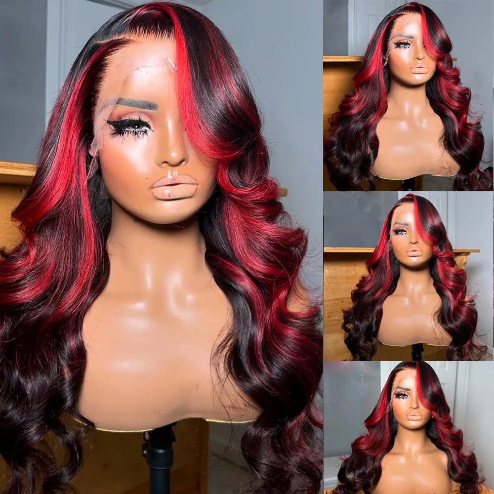 Red Highlight Body Wave Wig