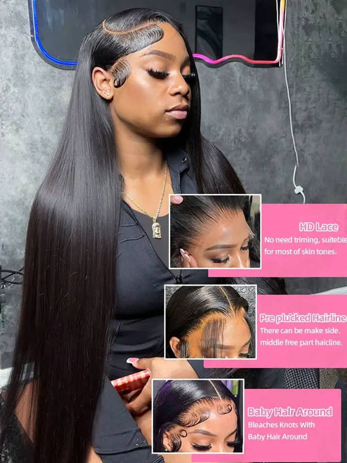 40 42 Inch 13x4 13x6 HD Transparent Bone Straight Lace Front Wigs 250% Brazilian Human Hair Wigs 5x5 Glueless Lace Closure Wigs
