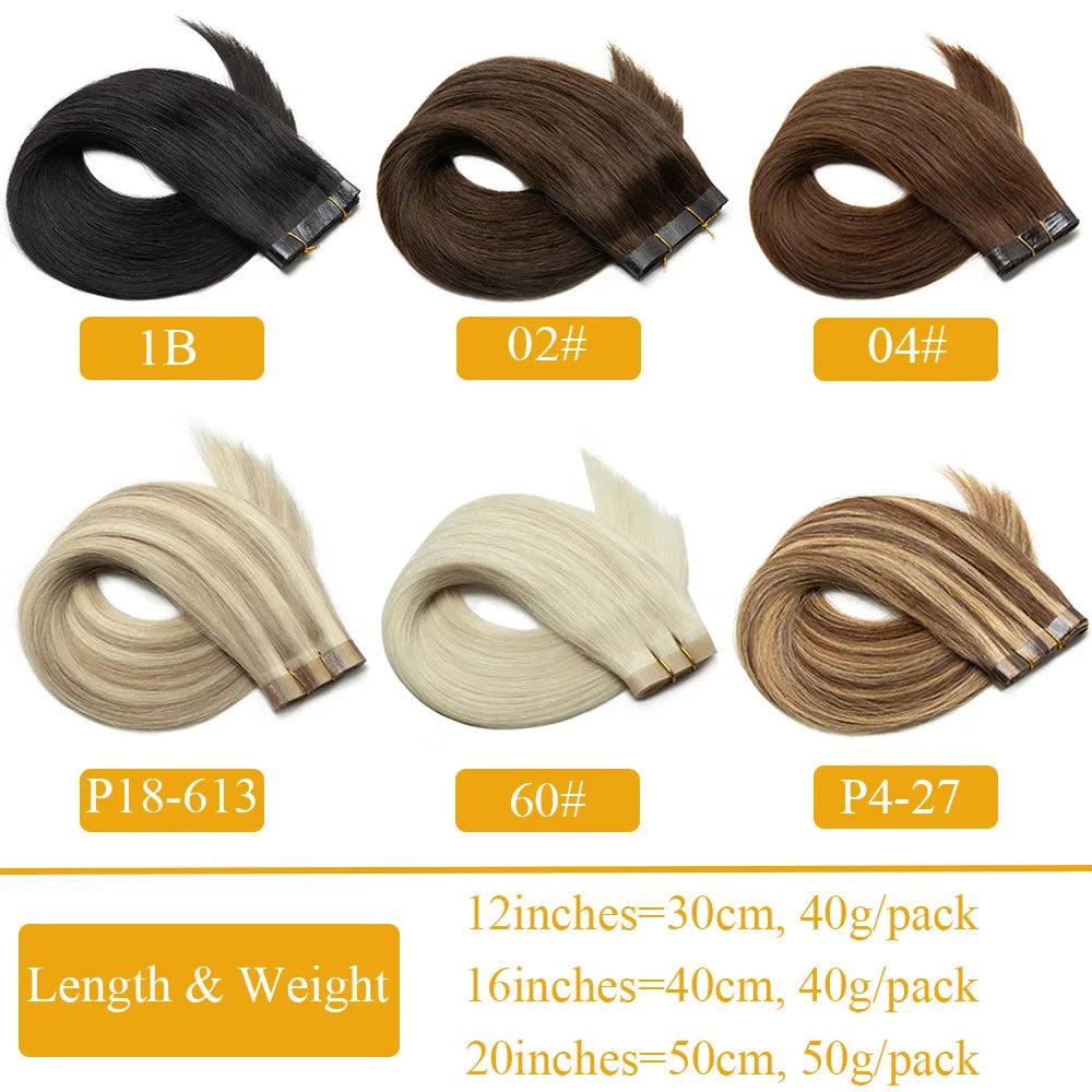 Seamless PU Tape Weft Human Hair Extensions Long PU Skin Weft Tape in Hair Extensions No Glue Human Hair For Fine Hair Long Weft