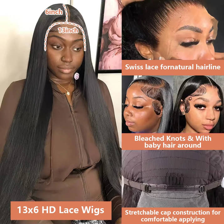 Bone Straight 13x6 HD Lace Frontal Wig 5x5 Closure Glueless Wig 100% Human Hair 30 40 Inch 13x4 Transparent Lace Pre Plucked Wig