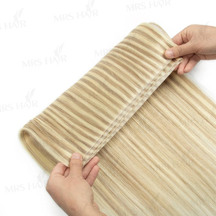 Invisible Long Tape PU Weft Human Hair Bundles Real Natural Hair Seamless & No-Glue Injected Tape In Hair Extensions Thick Ends
