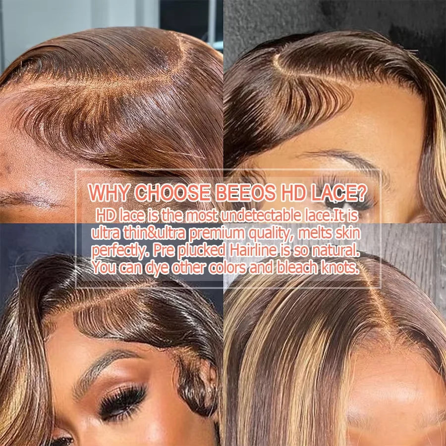 250% 13X6 Real HD Lace Frontal Wigs Highlight Curly Wigs Human Hair Wigs Bye Bye Knots Water Wave Wigs Brazilian Hair For Woman