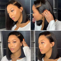 BOB Lace Front Wig Human Hair Straight 180% Full Density 13x4 HD Transparent Lace Frontal Wigs Bob Hair Lace Front Wig For Women