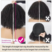 Afro Kinky Curly Wigs With Bangs For Women Brazilian Hair Machine Made Wig Short Afro Curly Human Hair Wigs 180 Density