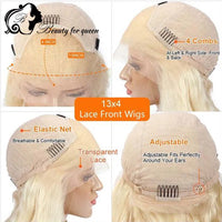 28 Inches Glueless For Women Colored Brazilian Human Hair Wig Cosplay Ombre Pink Blue Body Wave Transparent Lace Frontal Wigs