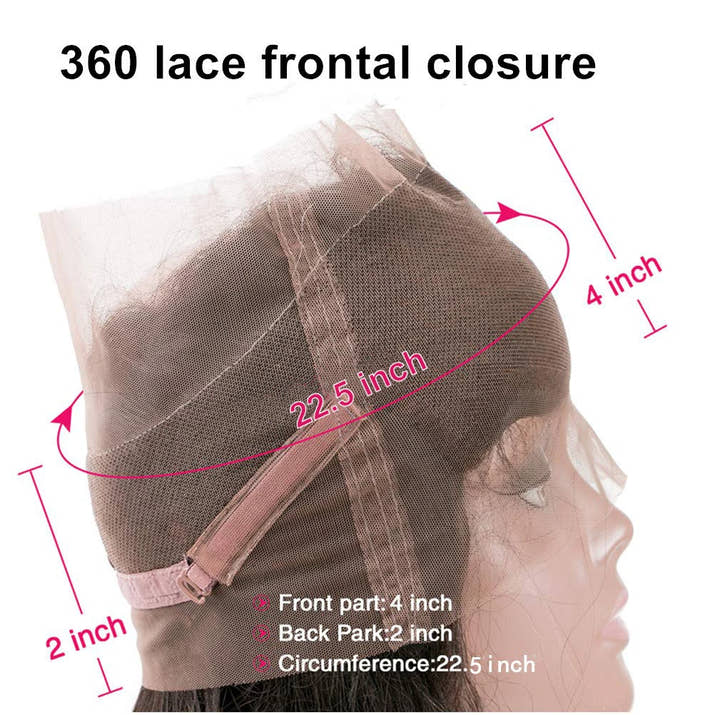 Body Wave Human Hair 360 Lace Frontal Closure 10 - 22 inch Natural Black Preplucked Wavy 360 Lace Closure for Women