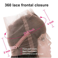 Body Wave Human Hair 360 Lace Frontal Closure 10 - 22 inch Natural Black Preplucked Wavy 360 Lace Closure for Women