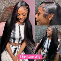 200% Straight Real Full Lace Human Hair Wig 30 40 Inch Transparent HD Lace 13x6 Lace Frontal Wigs for Women 13x4 360 Pre plucked