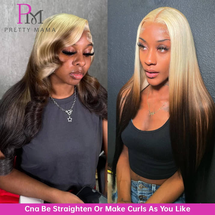 613 1B Ombre Blonde Colored Human Hair Wigs 13x4 13x6 lace Front Human Hair Wig Siamese Black Ombre Body Wave Lace Frontal Wigs