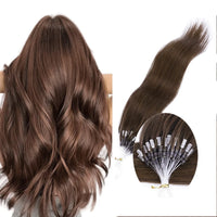 50 Strands Microlink Human Hair Extensions 100% Real Natual Microloop hair Extensions 30g Fish Line Micro Beads for Add Volume