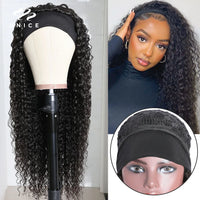 UNice Curly Headband Wigs 100% Human Hair Glueless Wig Beginner Friendly