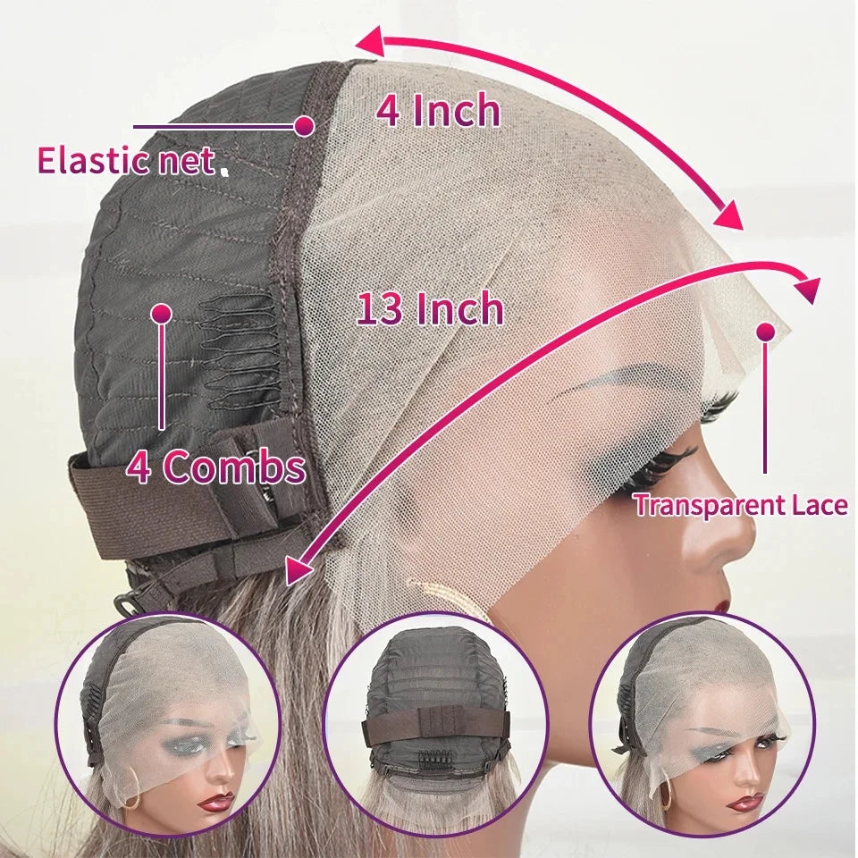 Ash Blonde with Brown Roots Short Bob Wig Transparent 13x4 Full Lace Frontal Human Hair Straight Bob Wig Pre Plucked for Women