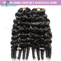 Feather Crochet Human Hair Extensions Curly Water Wave Knotless Pre-Separated Feather Crochet Human Hair With Tight Curly Ends