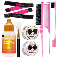 9-Piece Lace Wig Styling Waterproof Wigs Adhesive Strong Hold Glue  Edge Control Gel Synthetic Hair Installation Accessories Kit