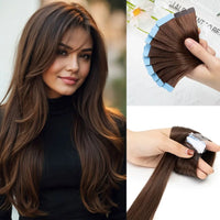 Mini Tape in Human Hair Extensions Double Side Invisible Seamless Tape in Hair 10pcs/set Natural Straight Black Brown Blonde
