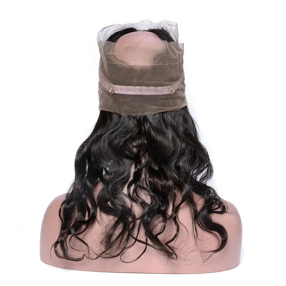 Body Wave Human Hair 360 Lace Frontal Closure 10 - 22 inch Natural Black Preplucked Wavy 360 Lace Closure for Women