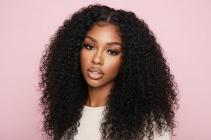 Woman with styled hair, close-up of hair extensions, and text about hair weight requirements.