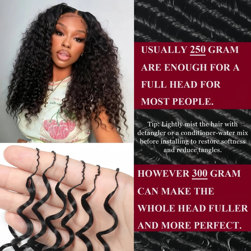12A Deep Wave Full Head Human Crochet Hair for Black Women Extensions PreSeparated Reusable Loose Wave Feather Crochet Bulk Hair