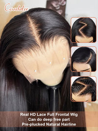 Bone Straight 13x6 HD Lace Frontal Wig 5x5 Closure Glueless Wig 100% Human Hair 30 40 Inch 13x4 Transparent Lace Pre Plucked Wig