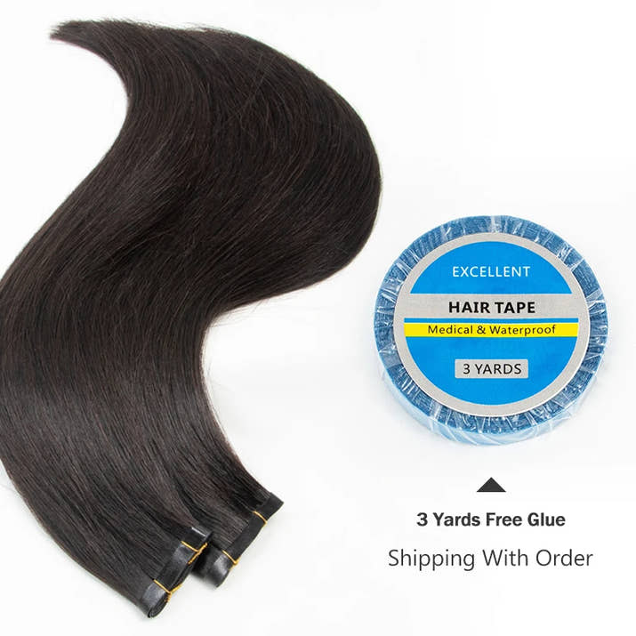 Invisible Long Tape PU Weft Human Hair Bundles Real Natural Hair Seamless & No-Glue Injected Tape In Hair Extensions Thick Ends