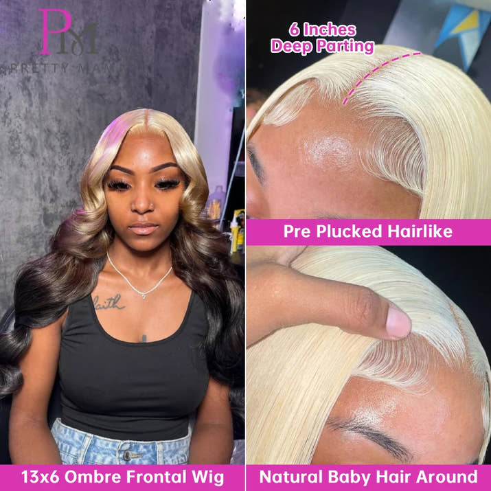 613 1B Ombre Blonde Colored Human Hair Wigs 13x4 13x6 lace Front Human Hair Wig Siamese Black Ombre Body Wave Lace Frontal Wigs