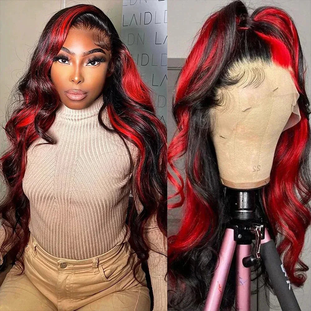Red Highlight Body Wave Wig