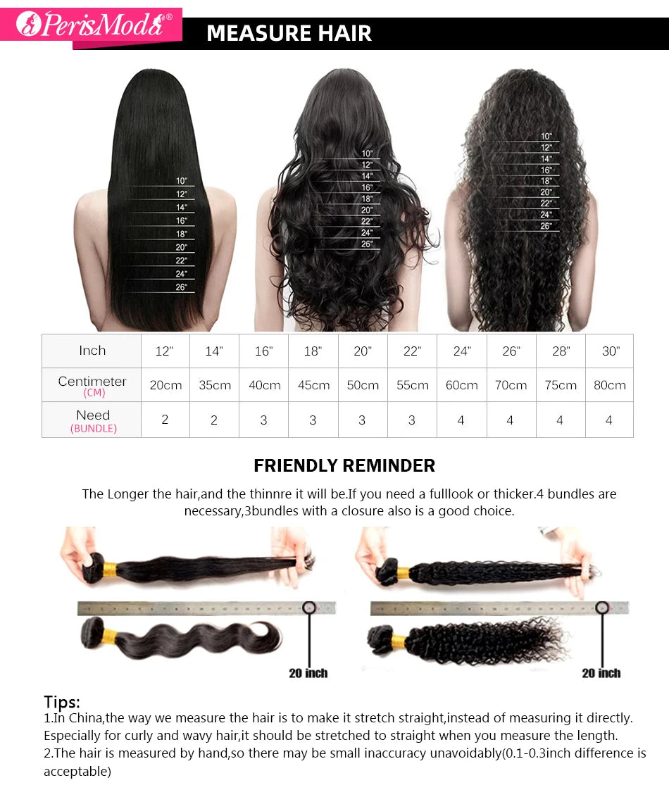 PerisModa 100% Human Hair Body Wave Bundles Human Hair Brazilian Natural Black 3/4 Bundle Deals Virgin Hair Raw Hair Extensions