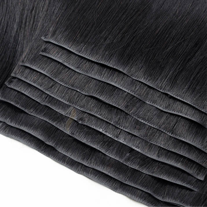 Invisible PU Weft Clip In Extension Human Hair Injected Clip in Hair Weft Machine Remy 12