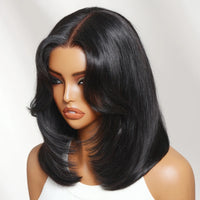 UNice Sleek Layered Bob Wig with Face-Framing Bangs No-Slip Cap 7x5 Lace Shoulder-Length Glueless Human Hair Wig Ready To Wear