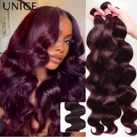 UNice Purple Black Cherry Body Wave Bundles 1 3 4 Pcs/Lot 100% Virgin Human Hair Bundles