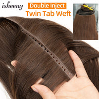 Invisible Hole Weft Human Hair Extensions 16"-20" Twin Tab Weft Hair Natural Straight Pull Through Micro Weft Hair Spot Goods