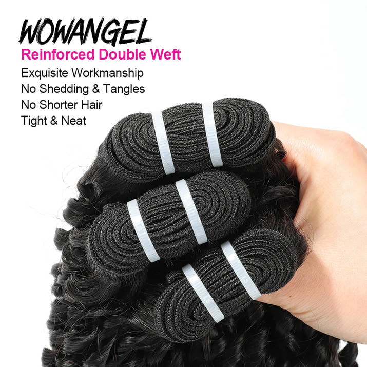 WOWANGEL Burmese Curly Human Hair Bundles Pixie Curly Bundles 100% Unprocessed Virgin Hair Extensions Ocean Spiral Curly Weft