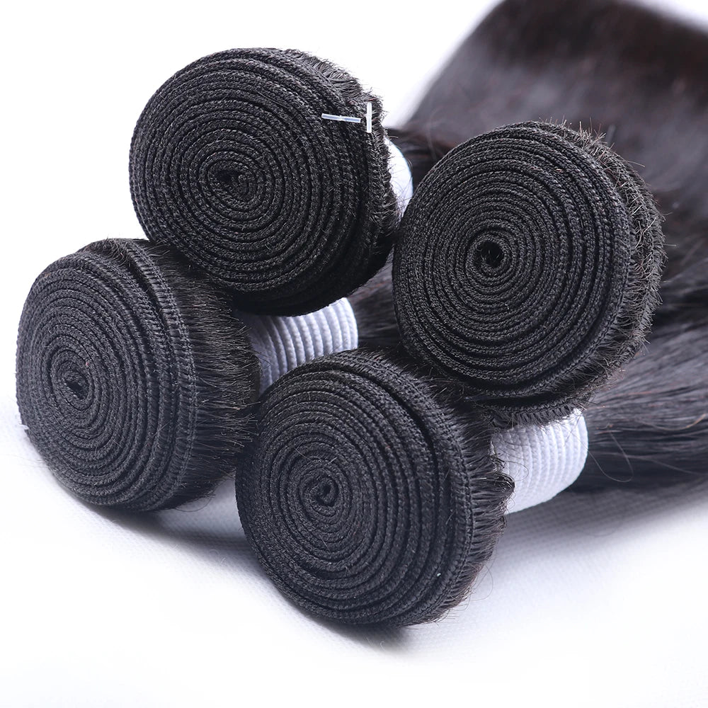 3/4 Pcs Bundles 34 36 38 40 Inch Bone Straight Human Hair Bundle Raw Virgin Unprocessed 100% Human Hair Extensions Double Weft