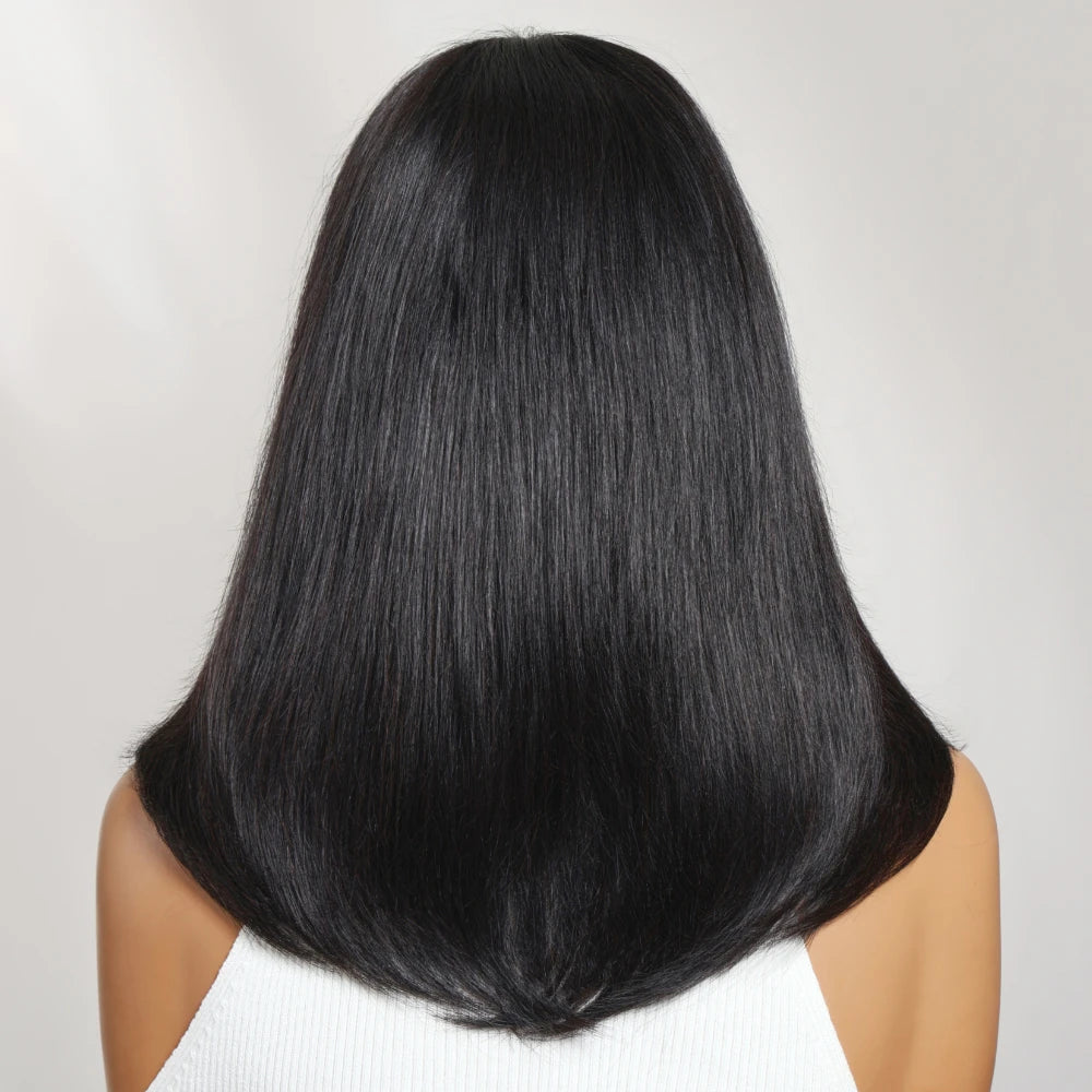 UNice Sleek Layered Bob Wig with Face-Framing Bangs No-Slip Cap 7x5 Lace Shoulder-Length Glueless Human Hair Wig Ready To Wear