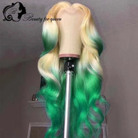 Cosplay Colored Green Grey Pink Blue Red Body Wave 28 Inches 13x4 HD Lace Frontal Wigs Brazilian Human Hair Wig For Women