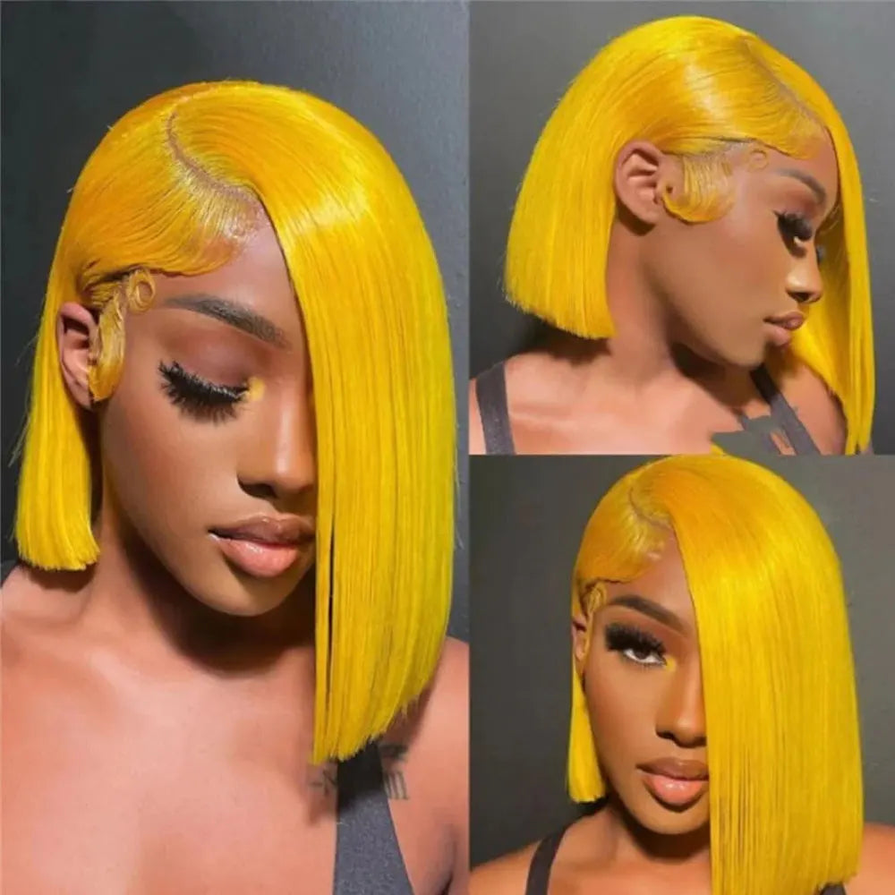 Colored Short Bob Wig Lace Front Wig Grey Pink Straight Human Hair Lace Front Wigs Dark Mint Green13x4 HD Lace Frontal Wigs