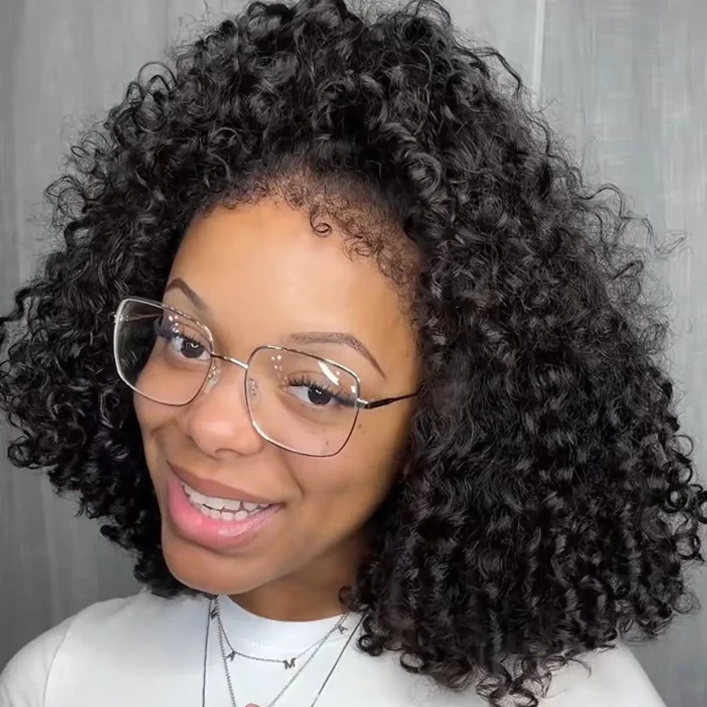 4C edges Kinky Curly Bob Wig