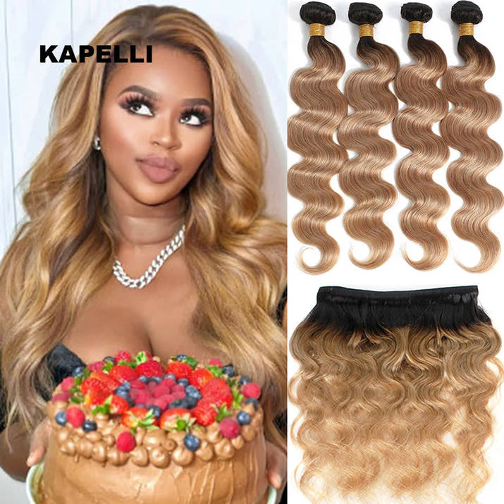 Honey Blonde Bundles Human Hair Body Wave Human Hair Bundles Remy Brazilian Human Hair Weave Extentions 1/3/4 pcs Bundle Deals