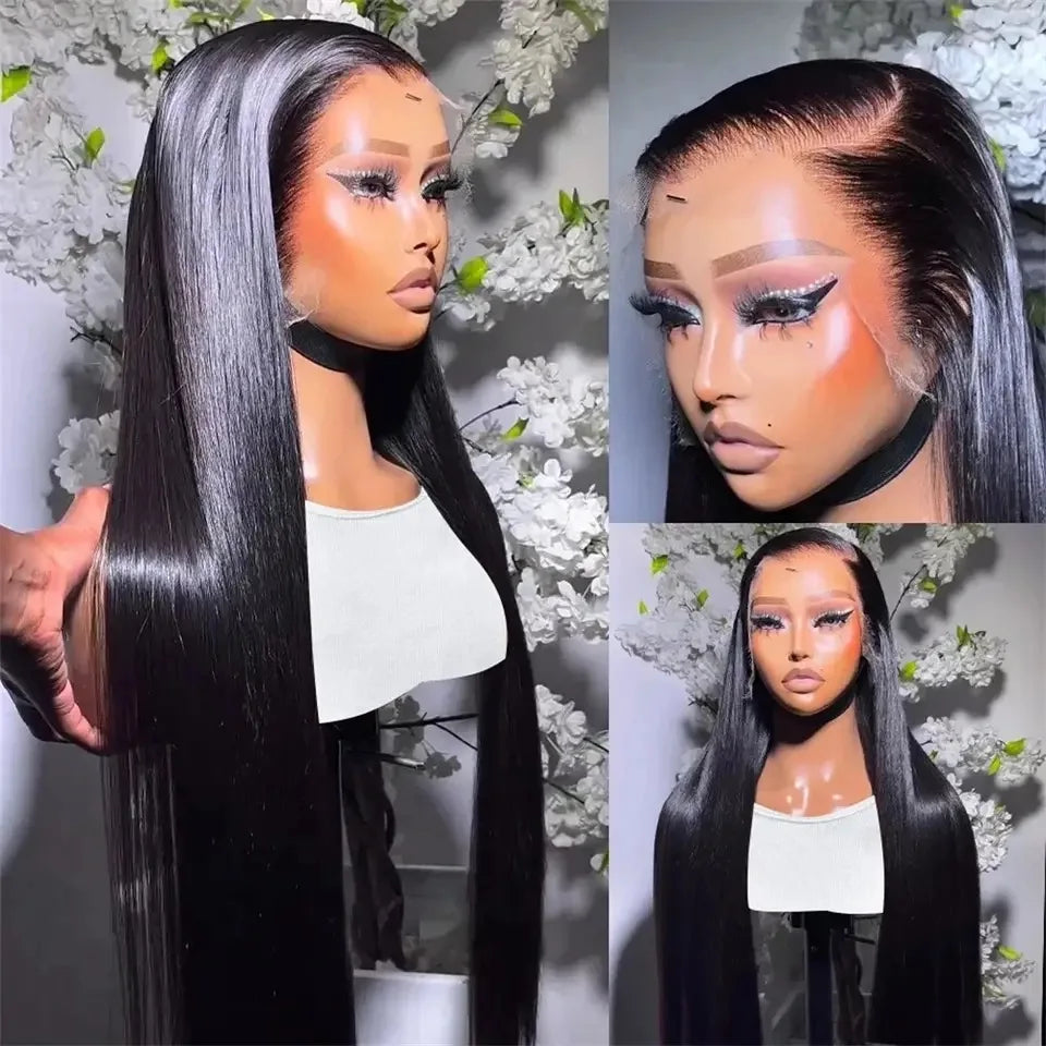 200% Straight Real Full Lace Human Hair Wig 30 40 Inch Transparent HD Lace 13x6 Lace Frontal Wigs for Women 13x4 360 Pre plucked
